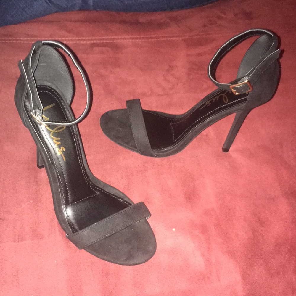 Lulus Elsi Ankle Strap Suede Black Heels